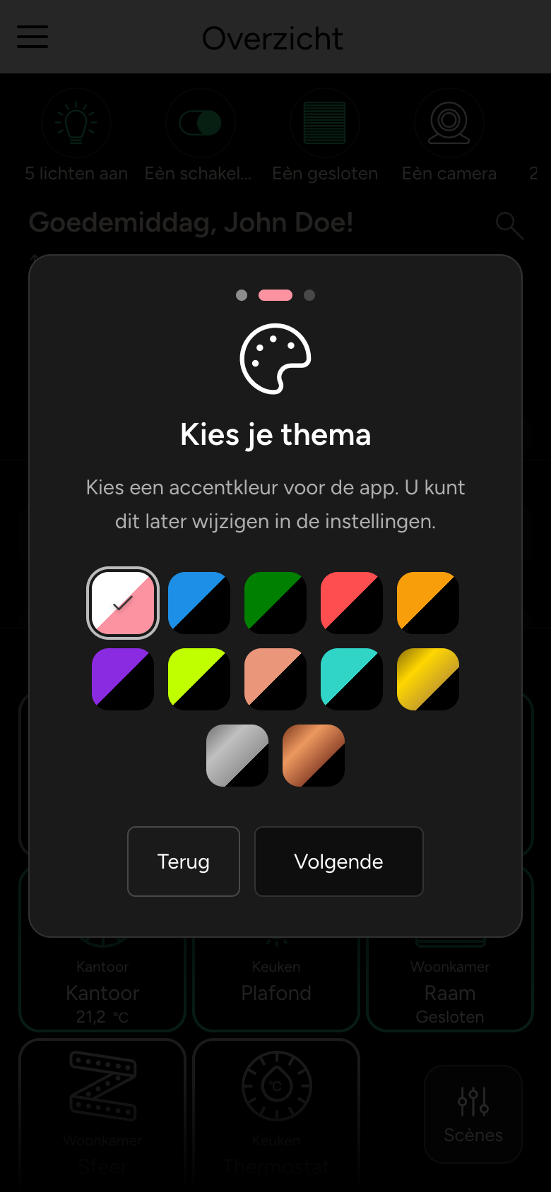 Introductie, stap 2: keuze van de accentkleur