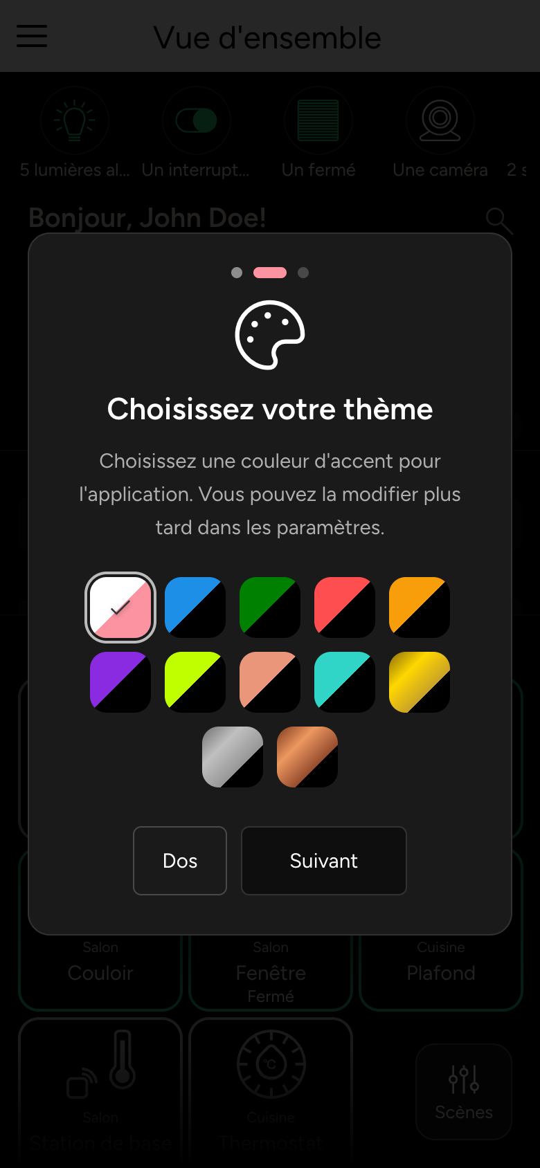 Introduction, étape 2 : choix de la couleur d'accent