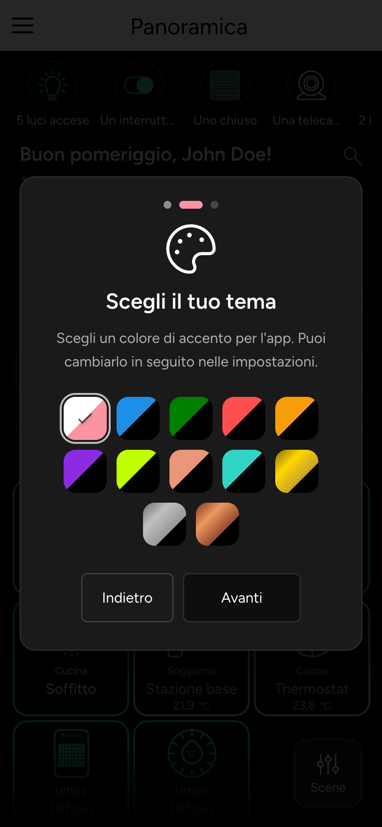 Introduzione, passo 2: scelta del colore di accento