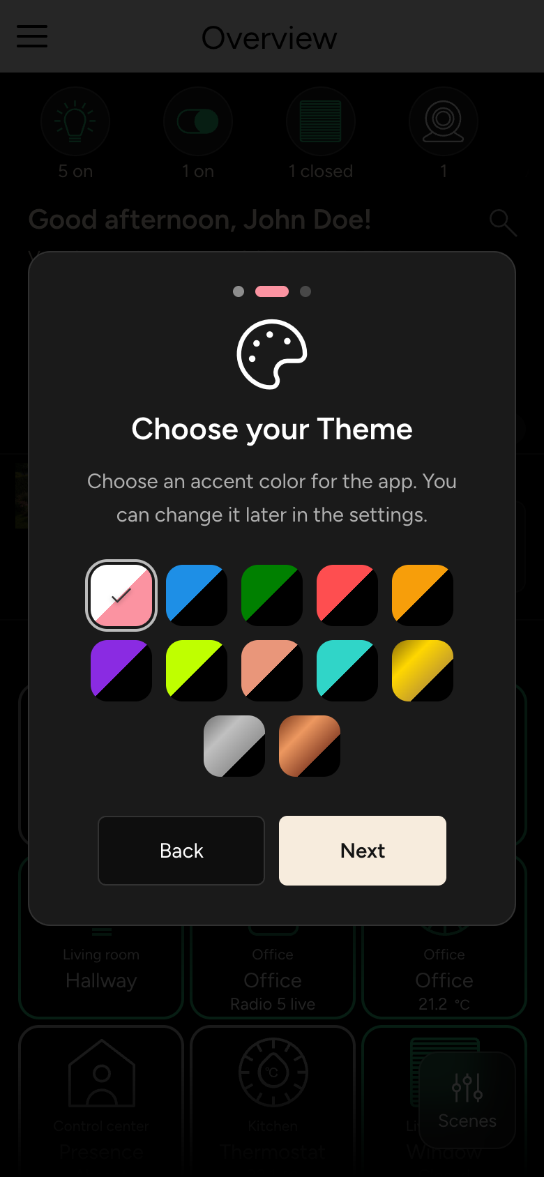 Introduction, step 2: choosing the accent color
