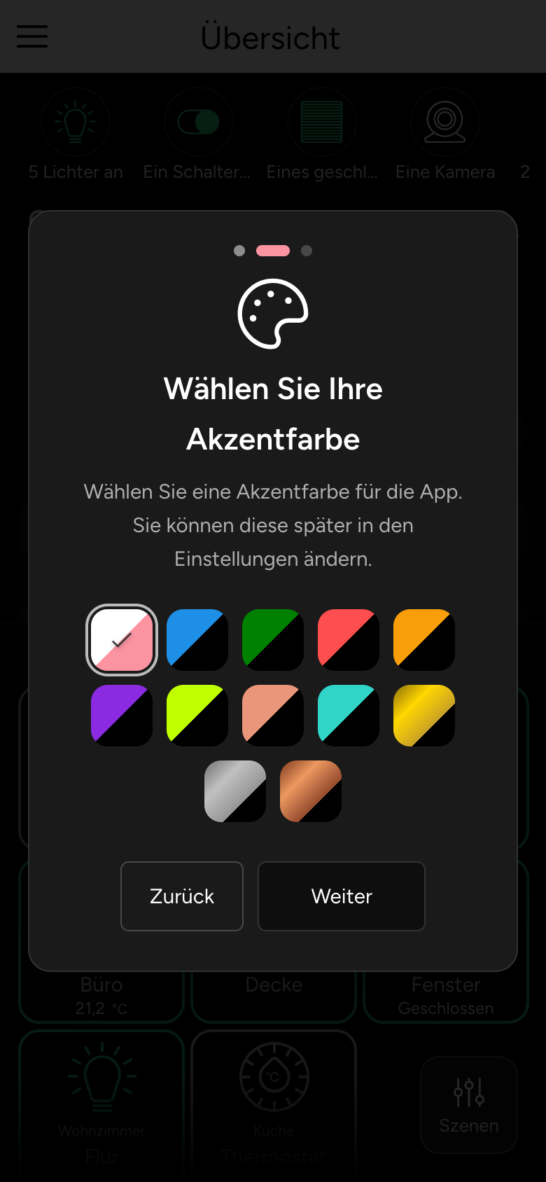Einführung, Schritt 2: Auswahl der Akzentfarbe