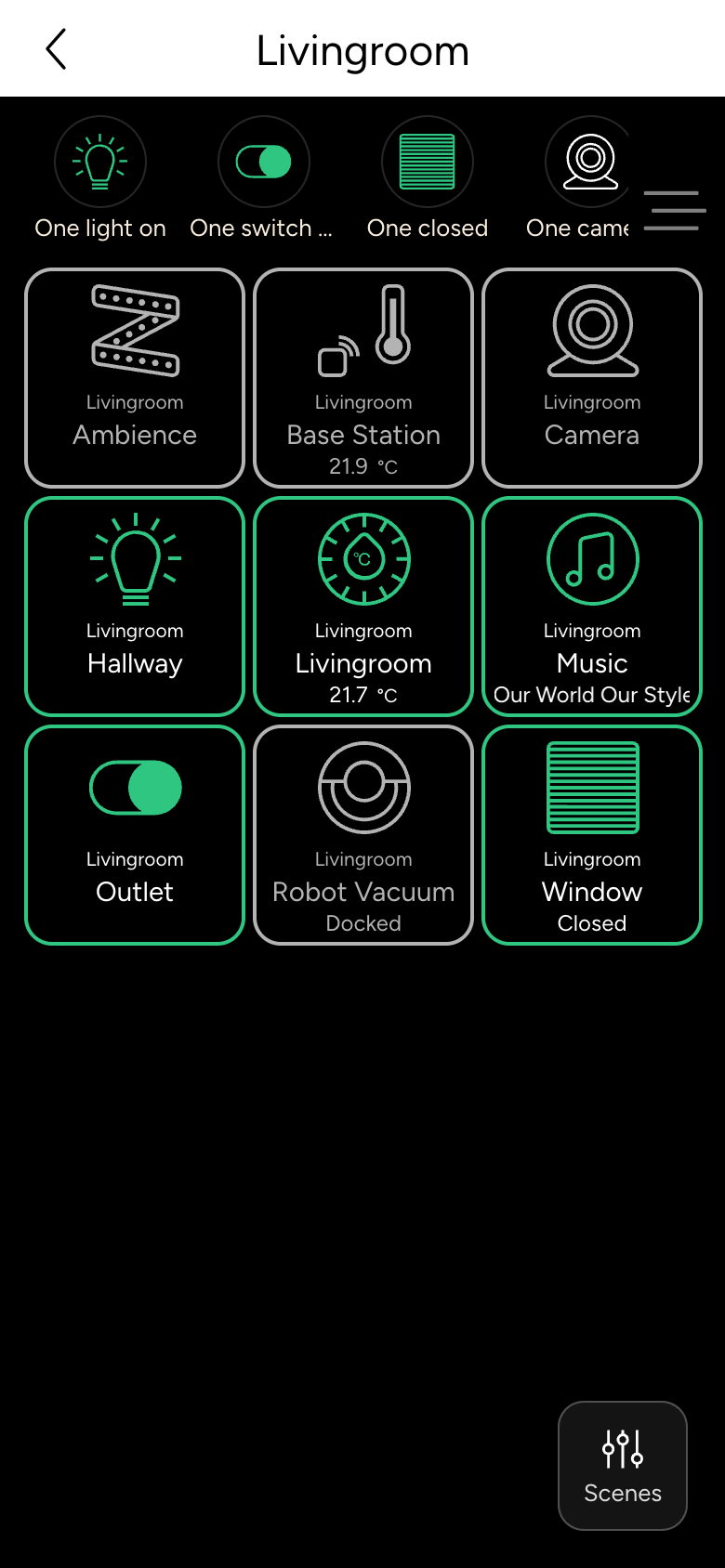 Room Livingroom with device tiles